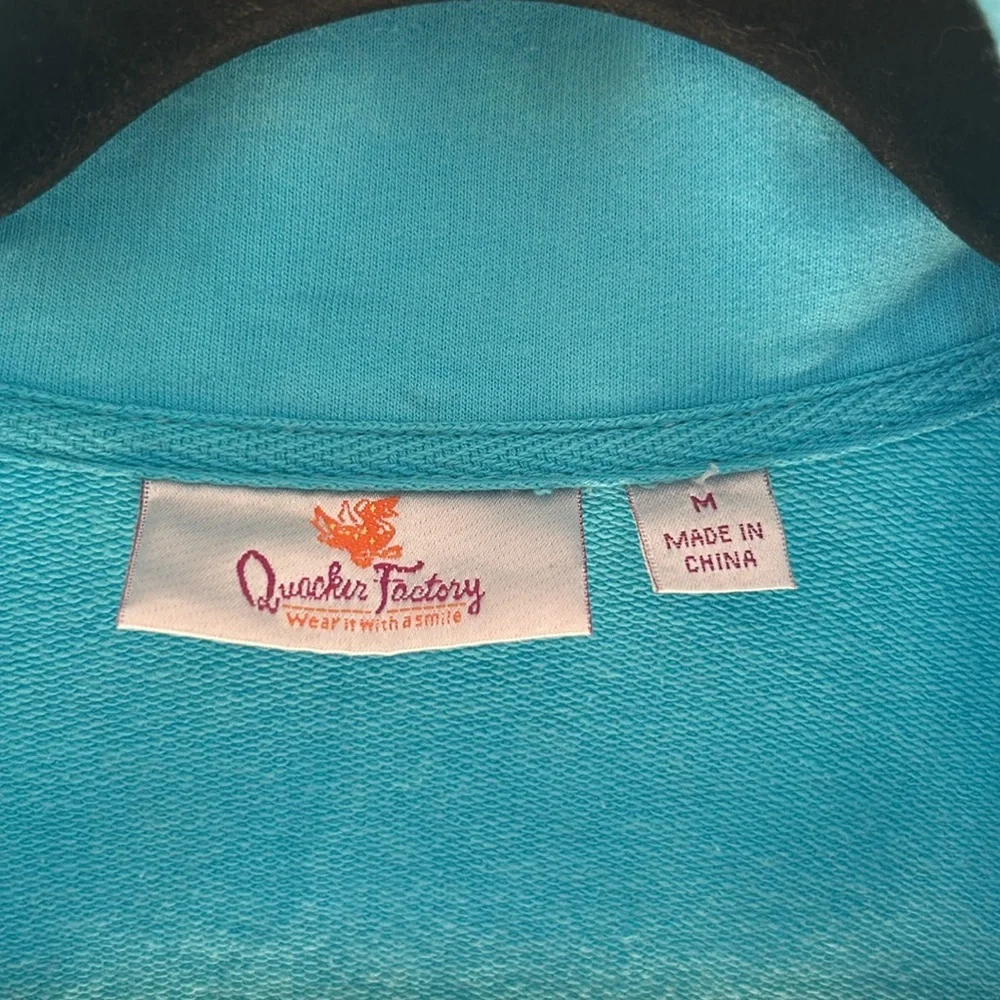 The Quacker Factory Blue 3/4 Sleeve Jacket with Gold Sequin Starfish Medium